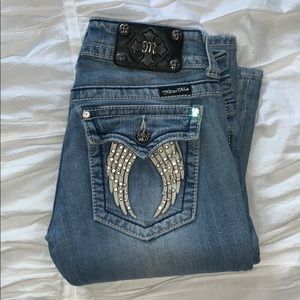Miss Me Boot Cut Angel Wing Jeans Size 27